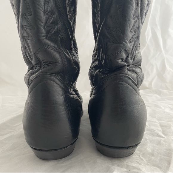 Boulet Black Leather Cowboy Boots Men’s Size 8.5 Style 7362505 Western Rodeo - Picture 5 of 9